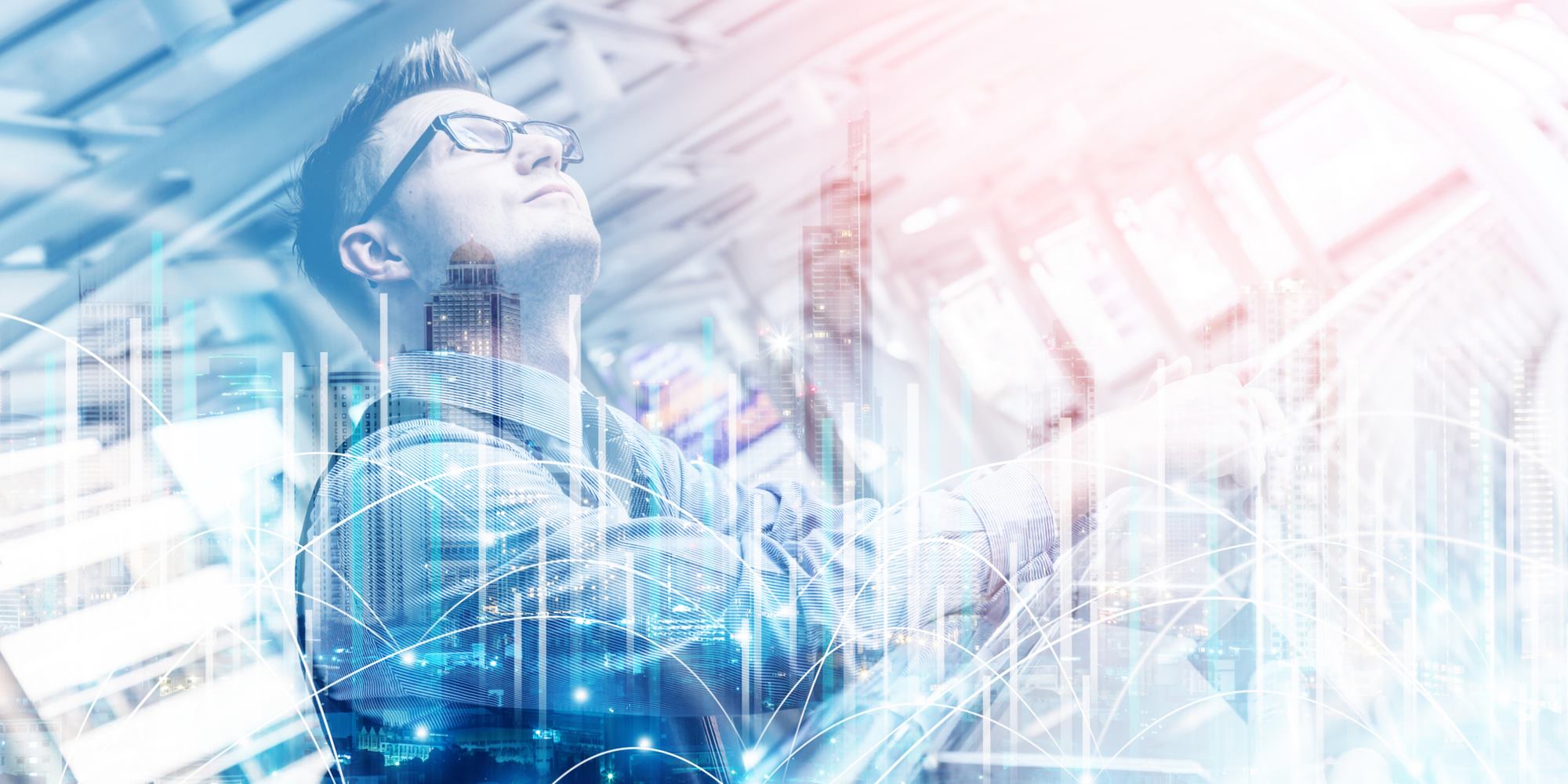 A businessman considers the potential of Fintech