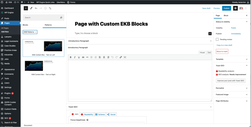 EKB Patterns menu