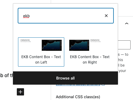 Shortcut to EKB block patterns